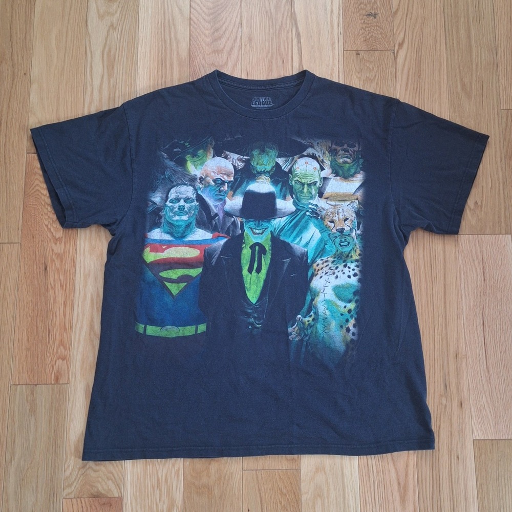 DC Comics Justice League Villains Joker Lex Luthor Graphic T-Shirt Black XL